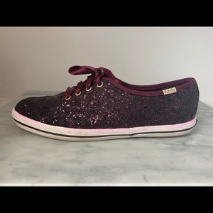 Kate Spade Burgundy Glitter Keds